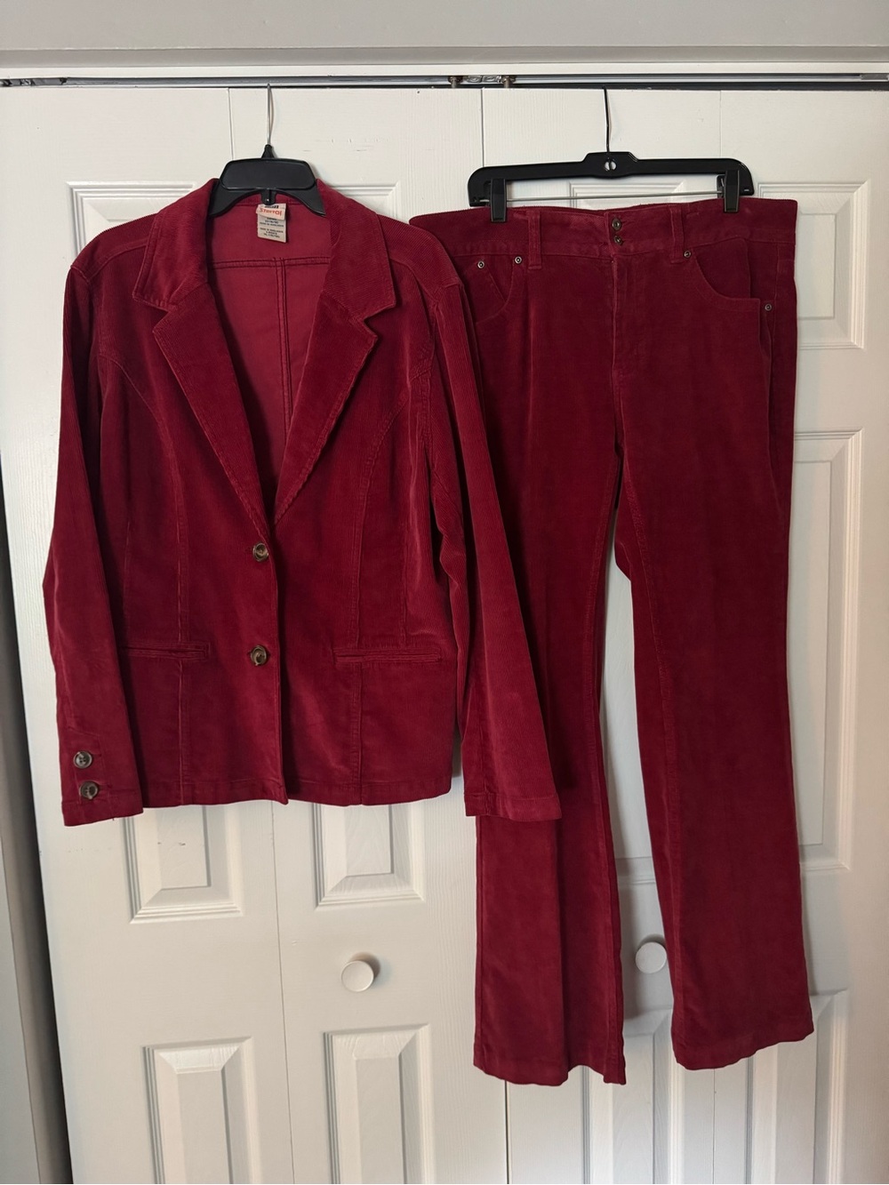 Faded Glory Women's Deep Red Corduroy Pantsuit Set